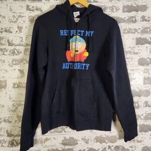 South Park Cartman Respect My Authority Zip Up Hoodie Small Black Comedy Central